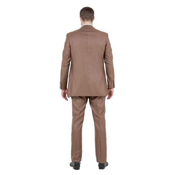 Modern Fit Sharkskin 3pc Men's Suit Set, Toast - Picture 4 of 6